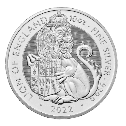 2022イギリス『チューダービースト イギリスのライオン』10オンス 地金型銀貨  カプセルケース付 新品