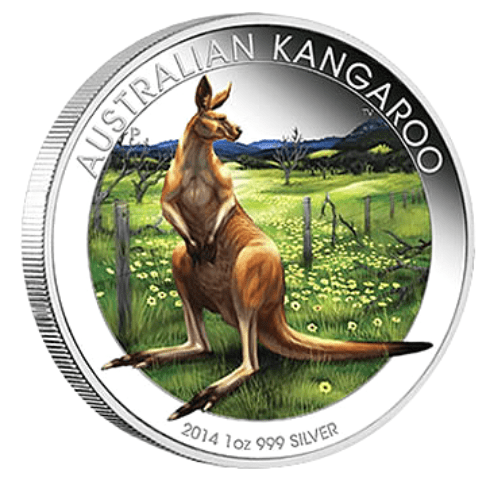 2014オーストラリア ワールドマネーフェア『カンガルー』1オンスカラー銀貨 専用箱 新品 限定2000枚