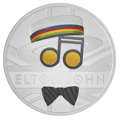 2020 イギリス レジェンドミュージシャンシリーズ『エルトン・ジョン』1オンスカラープルーフ銀貨  新品未使用 専用箱付　限定7500 