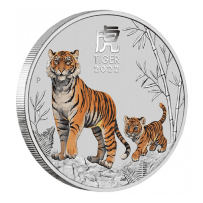 2022 オーストラリア タイガー2オンス  カラー銀貨 カプセルケース