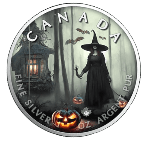 2022カナダメイプル『魔女の森』カラー地金型銀貨  1オンス 製品カードクリアケース付き 新品 限定999