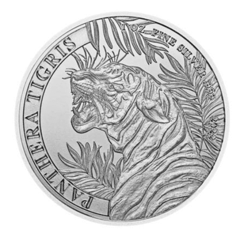 2022 ラオス 「タイガー」  1oz 地金型銀貨 カプセルケース