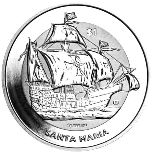 2022 イギリス バージン諸島 サンタマリア 地金型銀貨 限定10,000枚 1オンス カプセルケース付  新品