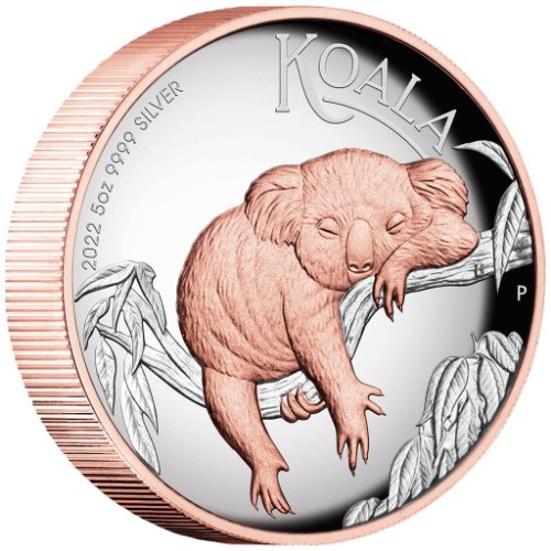 2022年 オーストラリア コアラ銀貨 プルーフ ピンクゴールド 5オンス 専用ボックス付 限定500枚 