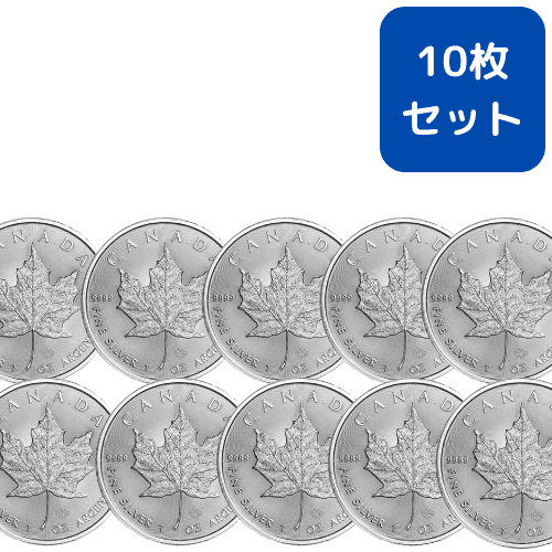 【10枚セット】2022 カナダ メイプルリーフ地金型銀貨 1オンス 新品未使用 クリアケース付※1枚あたり5782円