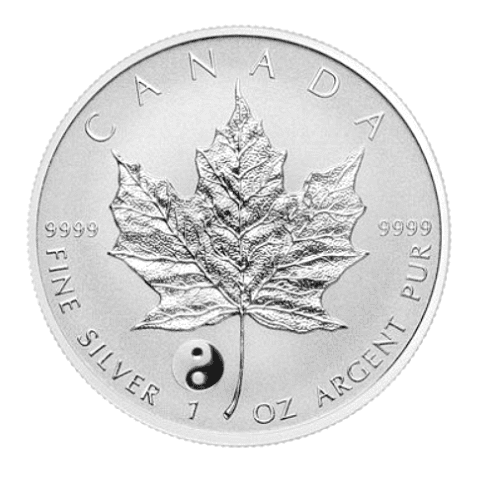 2016年カナダ メイプル銀貨 陰陽刻印 1オンス カプセルケース付  新品