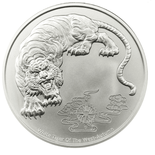 2023 中国『ホワイトタイガー』地金型銀貨1オンス クリアケース付 新品