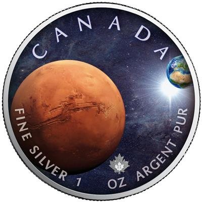 2022 カナダ メイプル銀貨 『火星』 カラー地金 1オンス クリアケース付き 新品 限定2500枚
