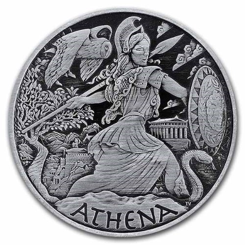 2022 ツバル オリンパスの神々 『アテナ』 アンティーク仕上げ 1オンス 銀貨  新品 カプセルケース付 限定1,500枚