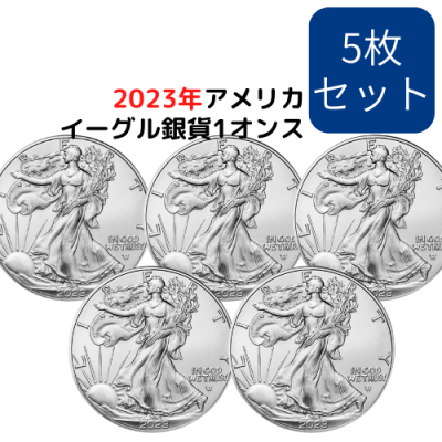 2023アメリカ イーグル銀貨 1オンス地金型銀貨 5枚セット クリアケース付 新品 ※1枚当たり5932円