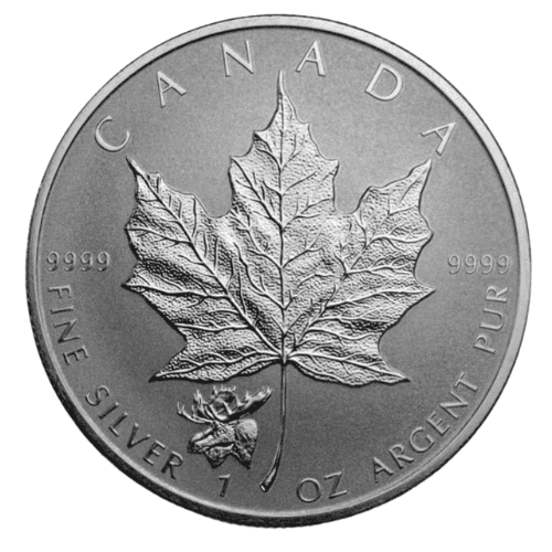 2017年カナダ メイプル銀貨 ヘラジカ刻印 1オンス カプセルケース付  新品※若干の黄ばみあり