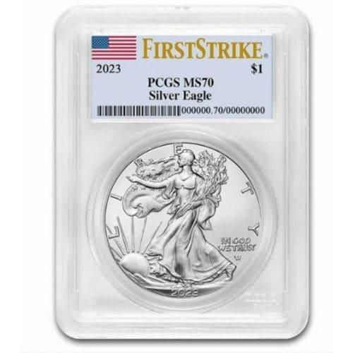 ☆安心の最高鑑定〜イーグル銀貨 PCGS MS70 FIRST STRIKE - 貨幣