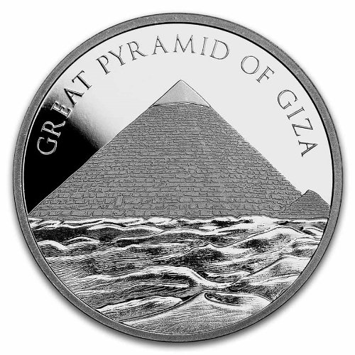 アメリカ 『ギザの大ピラミッド』 シルバーラウンド 1オンス 限定7,777枚 クリアケース付 新品