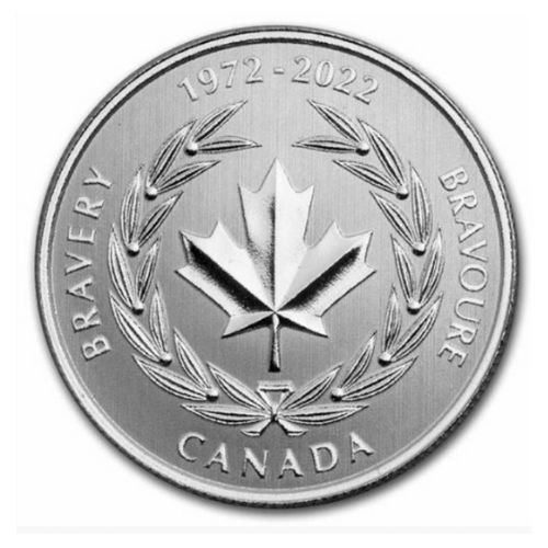 2022 カナダ 『メダル・オブ・ブレイブリー50周年』 1/4オンス 地金型銀貨  専用パッケージ付 新品 限定100,000枚