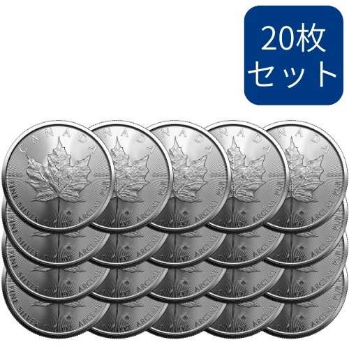 【20枚】2023 カナダ メイプル銀貨 地金型 1オンス クリアケース付 新品※1枚あたり4675円