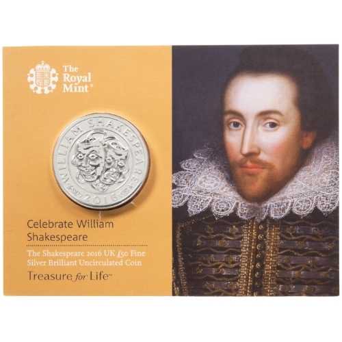2016 イギリス 『シェイクスピア』 1オンス 地金型銀貨 限定15,000枚 専用パッケージ付 新品