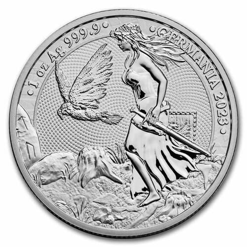 2023ドイツ『ゲルマニア』地金型銀貨 1オンス カプセルケース付 限定25,000枚 新品