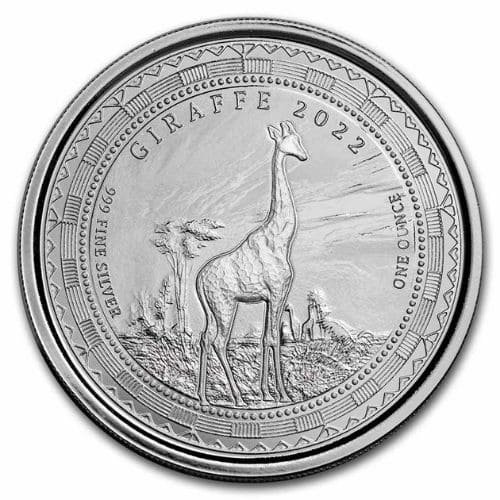 2023 赤道ギニア 『キリン』 1オンス 地金型銀貨 カプセルケース付 新品 限定15