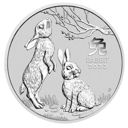 2023年 オーストラリア 『月兎 パースの月シリーズ� BU』5オンス 地金型銀貨 クリアケース付 新品 