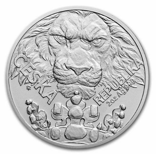 2023 ニウエ『チェコのライオン』地金型銀貨 2オンス クリアケース付 新品 限定4,440枚