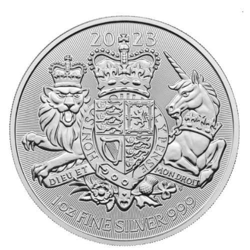 2023 イギリス 王室の紋章地金型銀貨 1オンス クリアケース付  新品