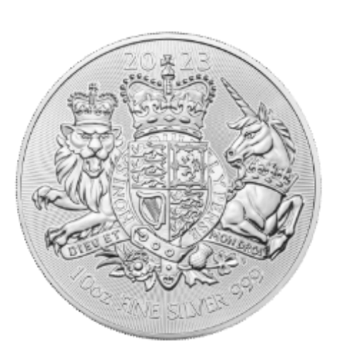 2023 イギリス 王室の紋章地金型銀貨 10オンス クリアケース付  新品