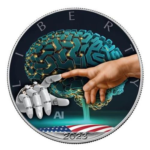 2023 アメリカ カラーイーグル銀貨 1オンス『AI コネクティビティ』商品カード付きクリア入 新品 限定2,500枚