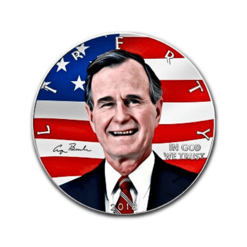 2018 アメリカ 『ブッシュ大統領』 イーグル銀貨 カラー 1オンス 地金型 専用箱付