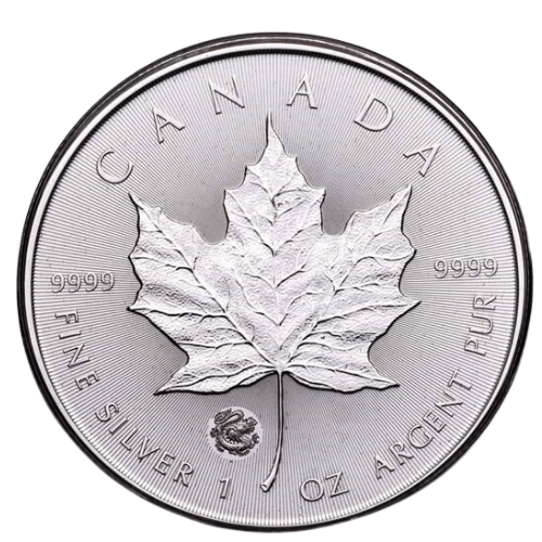 2024 カナダ メイプルリーフ地金型銀貨 1オンス 新品未使用 辰年刻印パッケージ付