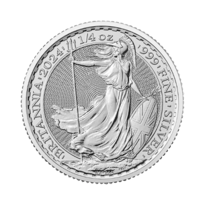 2024 イギリス ブリタニア銀貨 地金型 1/4オンス クリアケース付 