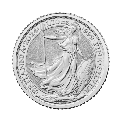 2024 イギリス ブリタニア銀貨 地金型 1/10オンス クリアケース付 ｜恵比寿コイン