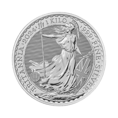 2024 イギリス ブリタニア銀貨 地金型 1kg クリアケース付 