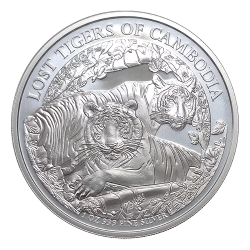 2024 カンボジア 『カンボジアの失われたトラ』 地金型銀貨 1オンス クリアケース付｜恵比寿コイン