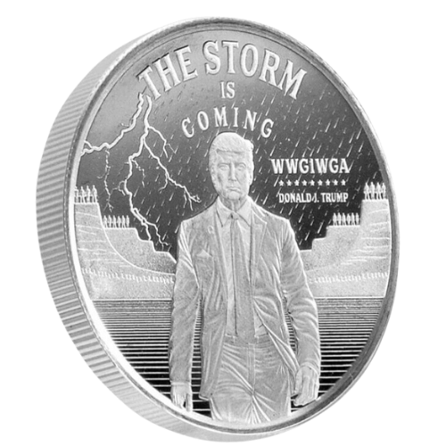 アメリカ 「ドナルド・トランプ The storm is comming」1オンスシルバーラウンド クリアケース付 新品未使用| 恵比寿コイン