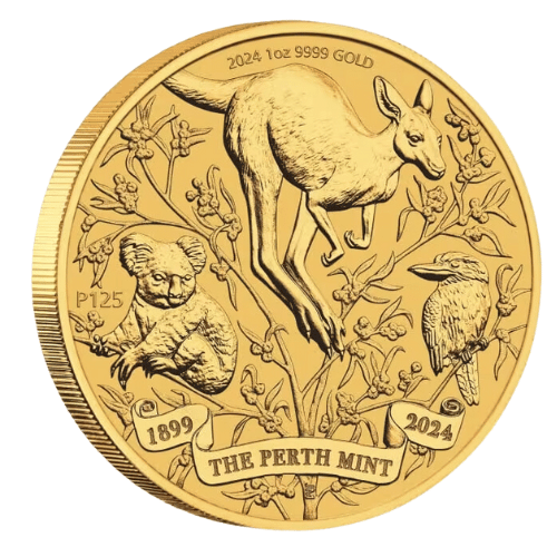 2024 オーストラリア パース造幣局 125 周年記念 地金型金貨 1オンス クリアケース付| 恵比寿コイン