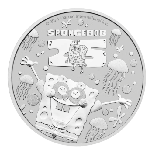 <img class='new_mark_img1' src='https://img.shop-pro.jp/img/new/icons59.gif' style='border:none;display:inline;margin:0px;padding:0px;width:auto;' />2024  ツバル スポンジボブ25周年1オンス 地金型銀貨 クリアケース付 限定24,000新品