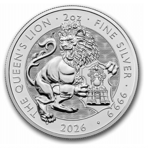 2026イギリス『チューダービースト 女王のライオン』2オンス 地金型銀貨  クリアケース付 新品
