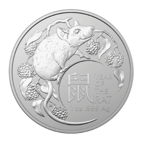 2020 オーストラリア干支『鼠』地金型銀貨 1オンス クリアケース付 新品 限定50,000枚