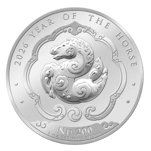 <img class='new_mark_img1' src='https://img.shop-pro.jp/img/new/icons11.gif' style='border:none;display:inline;margin:0px;padding:0px;width:auto;' />2026 ブータン王国 干支シリーズ『午年』1オンス 地金型銀貨 クリアケース付 新品