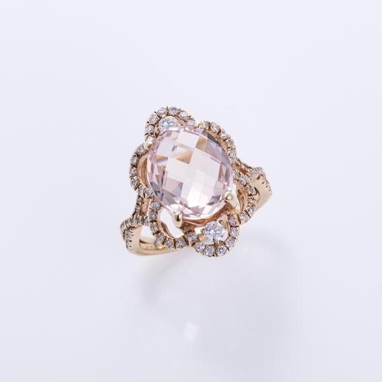 ★0.92ct★✨モルガナイト0.95ctダイヤモンドK18PGリング指輪