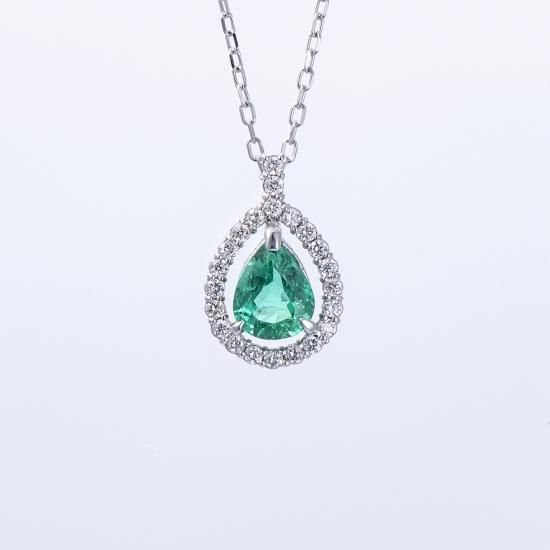 PT エメラルド ネックレス 0.37CT - ネックレス・ペンダント