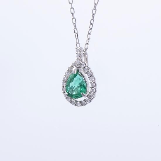 三越 ダイヤモンド×エメラルド ネックレス Pt850 0.08ct 9.5g | www