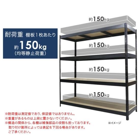 スチール4段ラック 幅180×奥行き60×高さ180cm 耐荷重150kg [RC4-1806