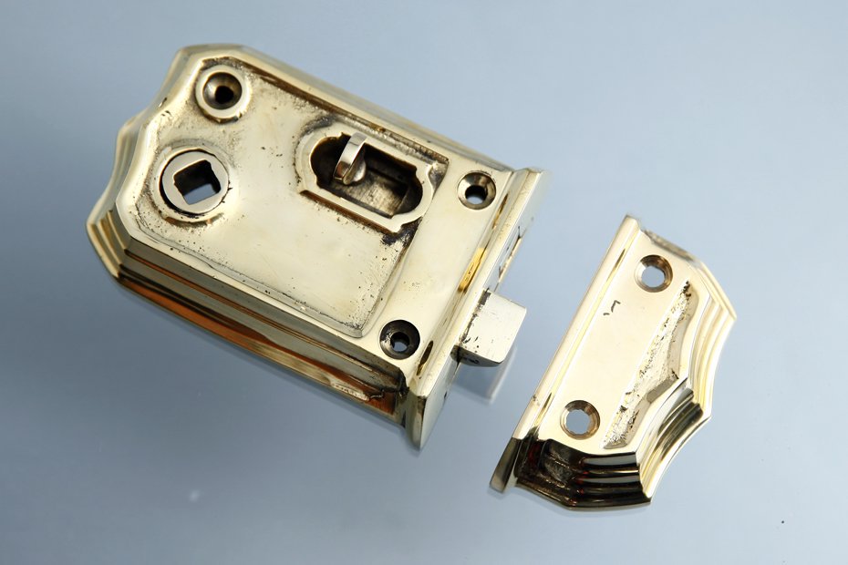 世界の 昭和レトロ 真鍮 ドアノブ一式 アンティーク 鍵2本付き 