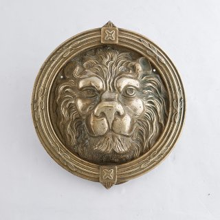  ライオンのドアノッカー　真鍮　アンティーク　ライオンヘッド　英国ビクトリア王朝期　bdk17-2