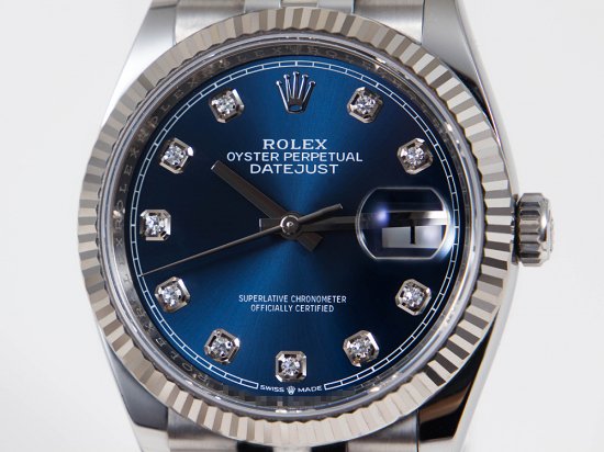 ロレックス デイトジャスト 126234G ブルー文字盤 ダイヤモンド 腕時計 ...