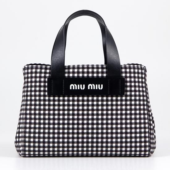 ミュウミュウ miumiu ハンドバッグ ギンガムチェック トートバッグ