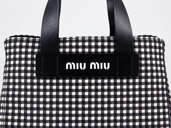 ミュウミュウ miumiu ハンドバッグ ギンガムチェック トートバッグ 