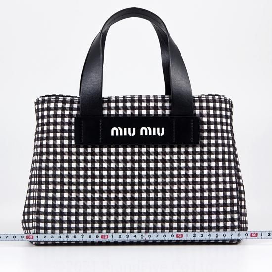 ミュウミュウ miumiu ハンドバッグ ギンガムチェック トートバッグ 