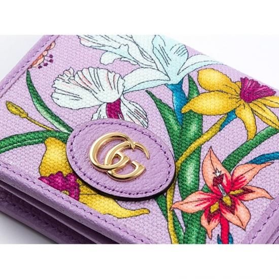 グッチ GUCCI 二つ折り財布 コンパクトウォレット GGフローラ パープル ...